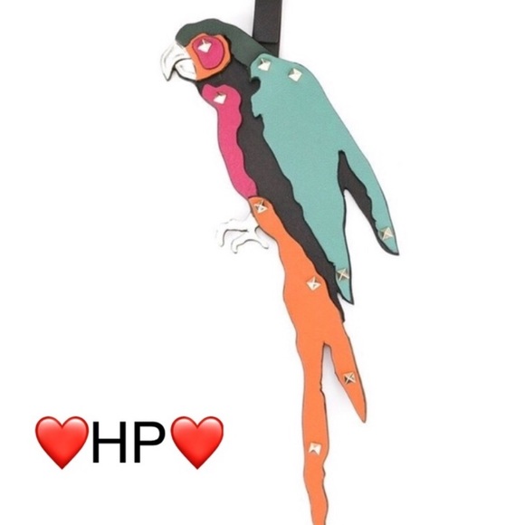 Valentino Accessories - Valentino Leather Studded Parrot Keychain